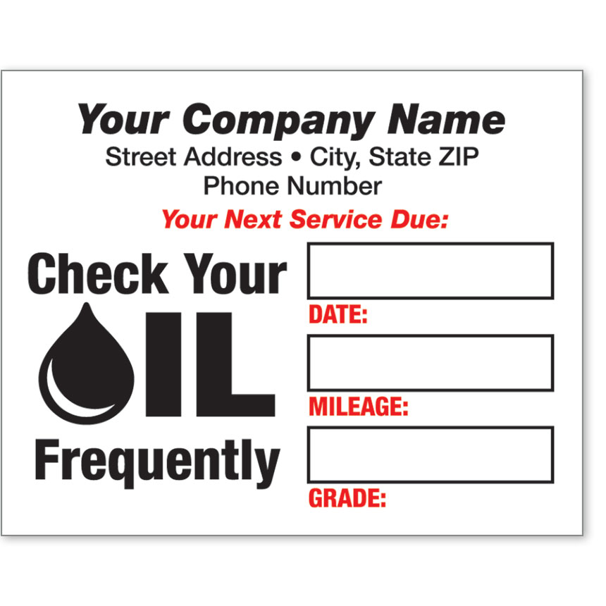 Oil Change Reminder Stickers New Premium Adhesive White Synthetic Stock  2"x 2" 