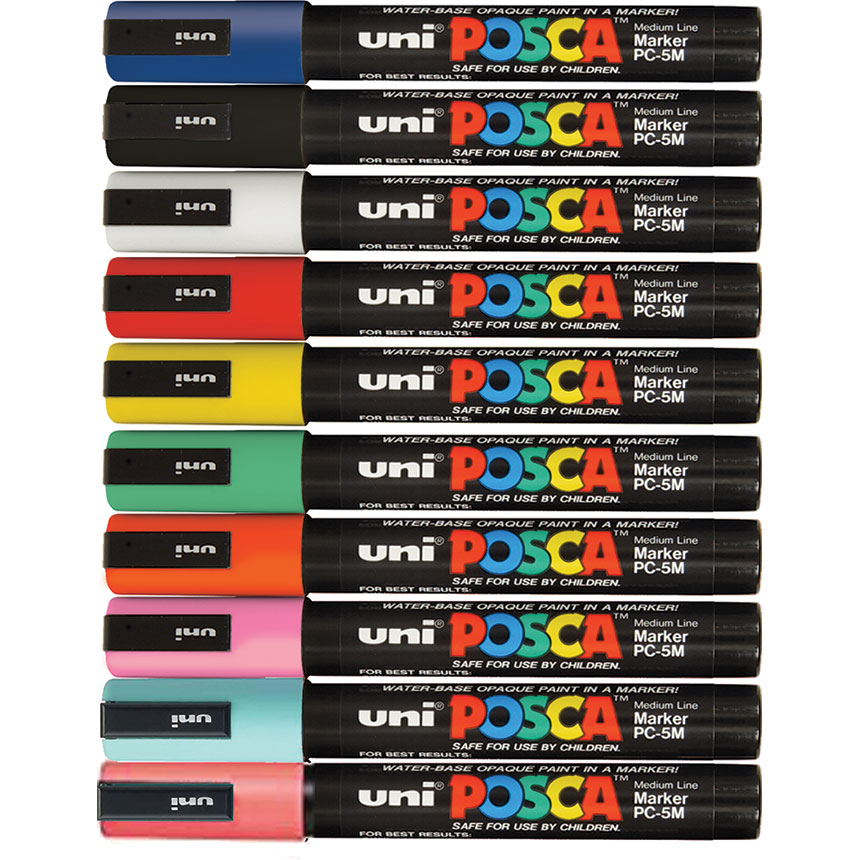 POSCA Paint Marker Sets, 8-Color PC-5M Medium Set - MICA Store
